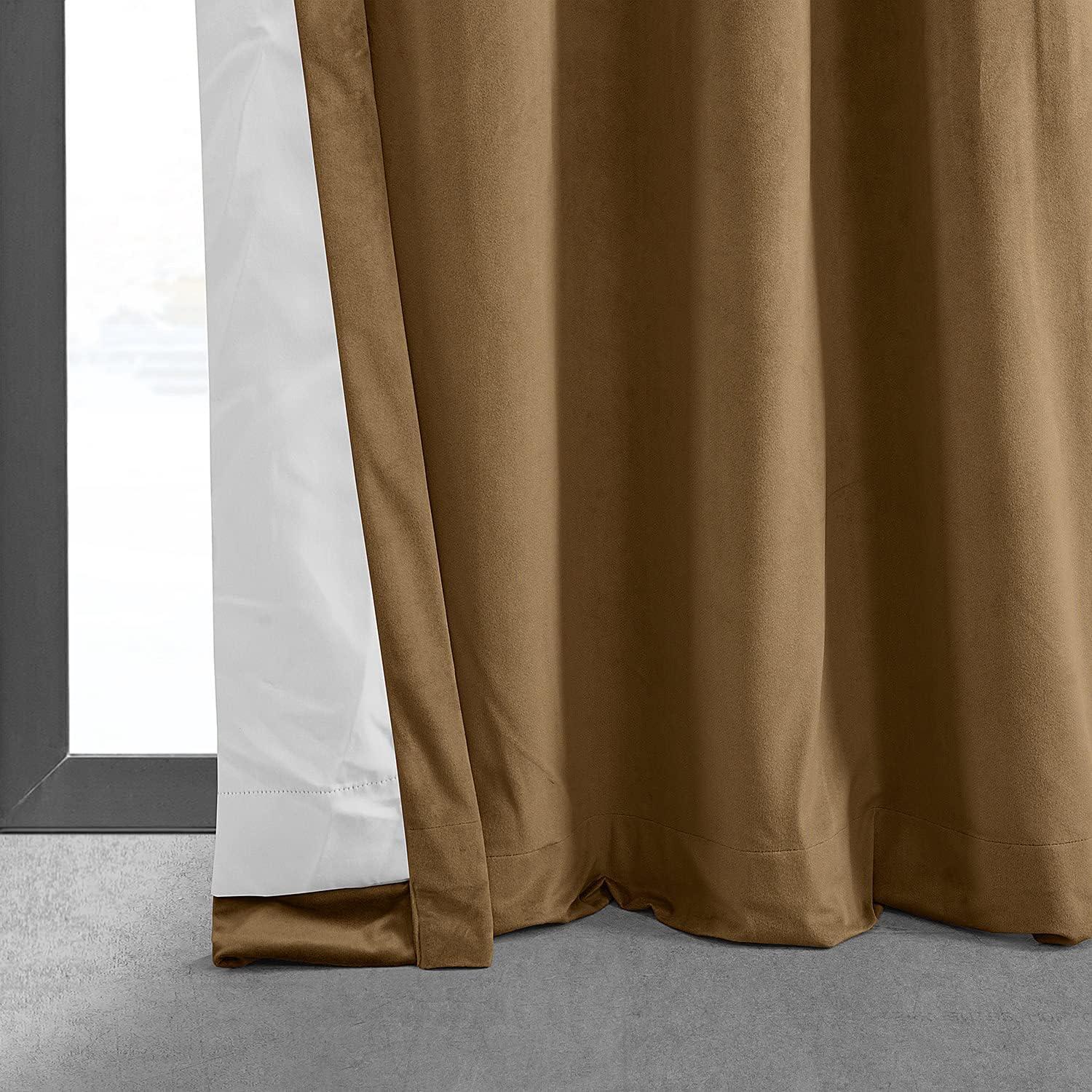 Amber Gold Velvet Blackout Grommet Curtain Panel, 50 x 120