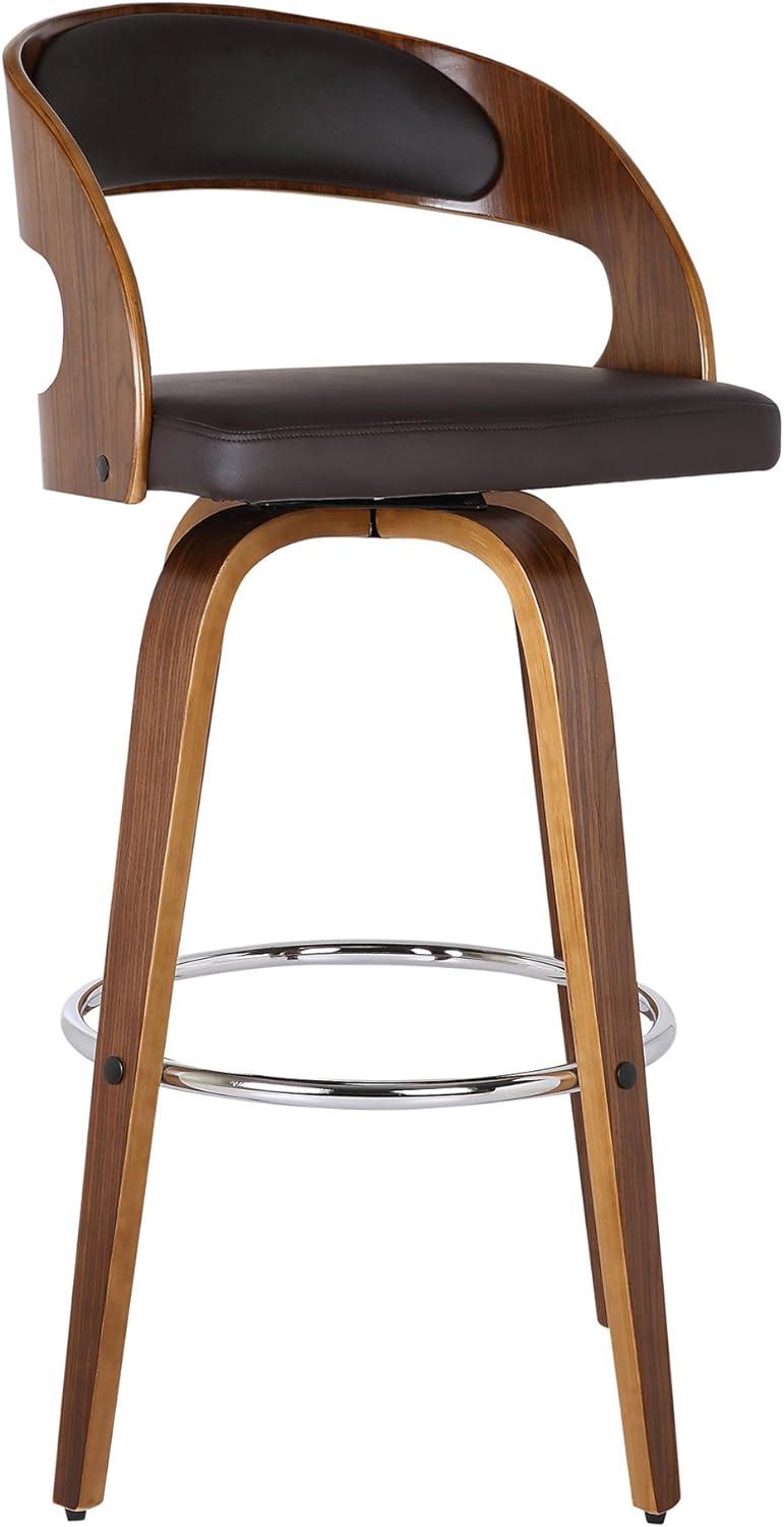 Armen Living Shelly Contemporary Faux Leather Bar Stool in Brown
