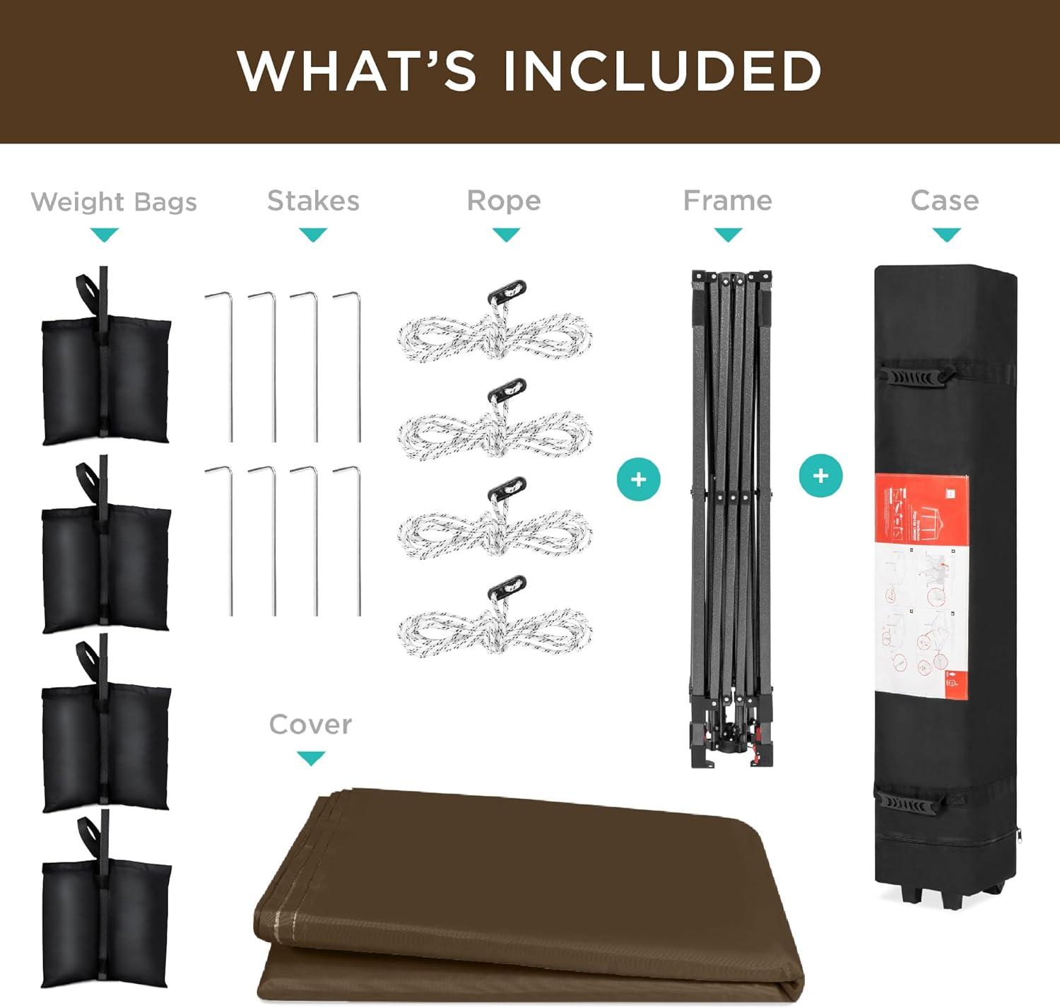 Best Choice Products Best Choice Products Easy Setup Pop Up Canopy W/ 1-Button Setup, Wheeled Case, 4 Weight Bags