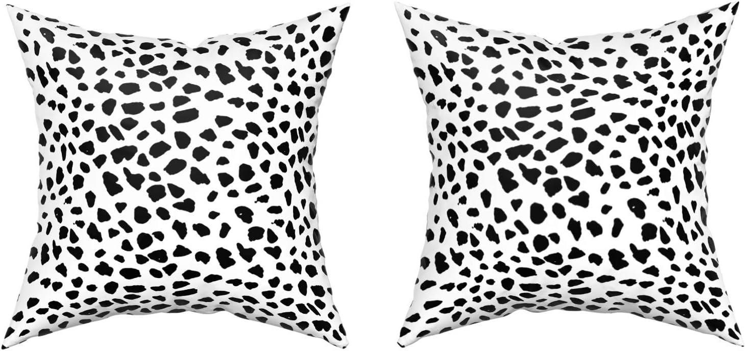 Black and White Dalmatian Polka Dot Cotton-Polyester Euro Pillow Covers