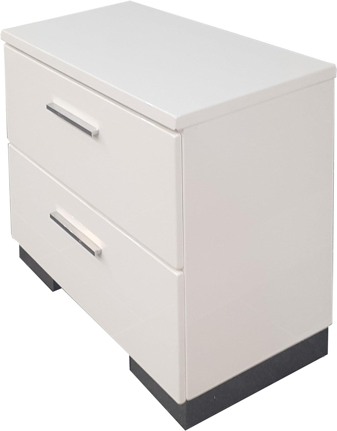 Lorimar Chic Contemporary 2-Drawer White Nightstand with Chrome Accents