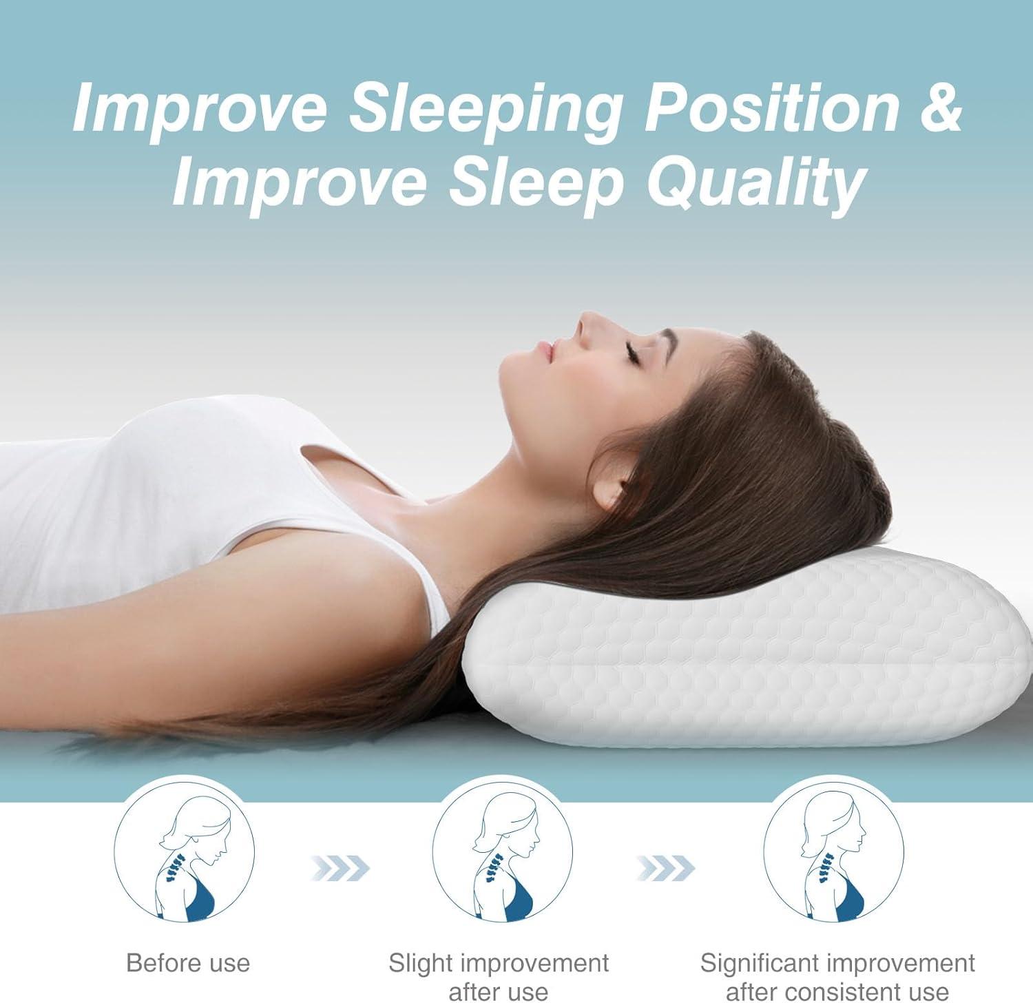 Standard White Memory Foam Cooling Bed Pillow Pack