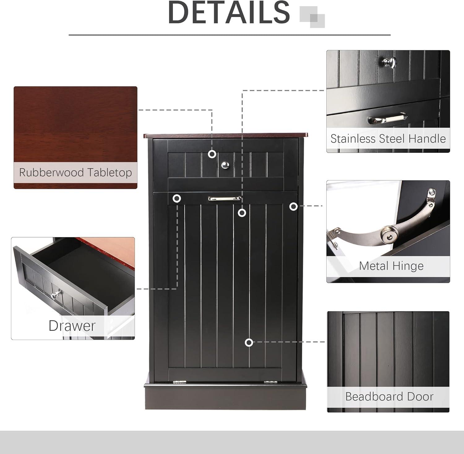 Alaulm 10 Gallons Tilt out Trash Can Cabinet with Drawer, Freestanding Kitchen Trash Can Cabinet (Not Include Trash Can)