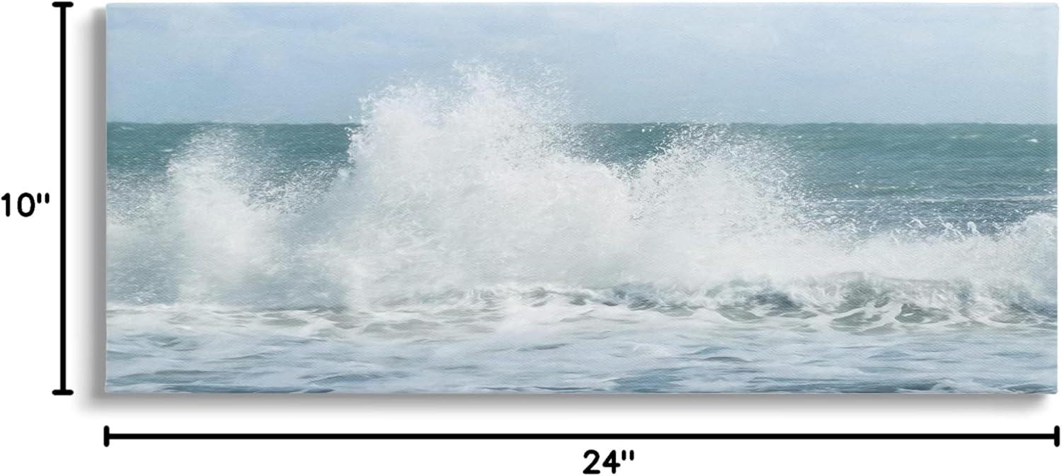 Ocean Waves Crashing Foam Splash Canvas Wall Art, 24" x 10"