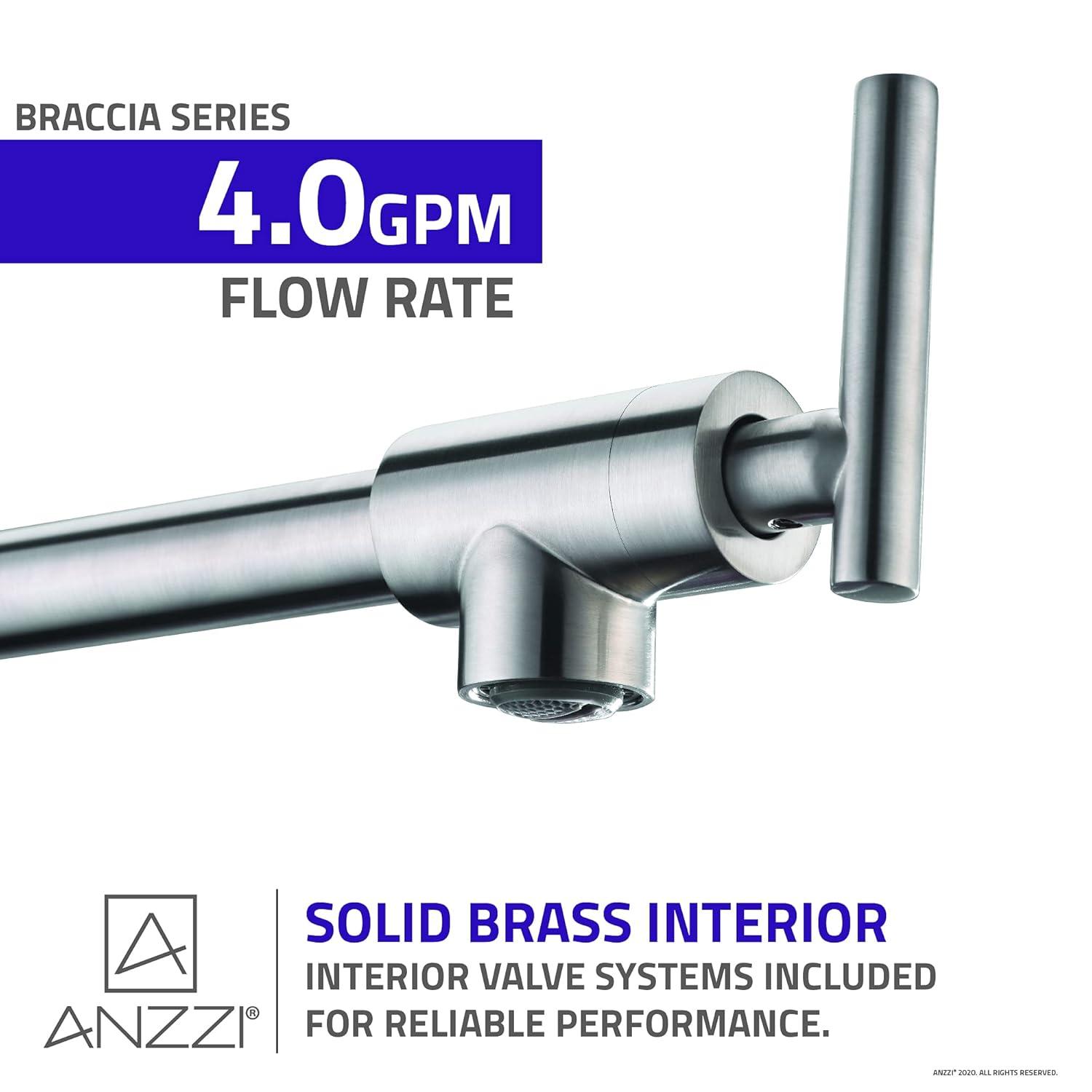 ANZZI ANZZI Braccia Series 24" Wall Mounted Pot Filler With Accessories KF-AZ258BN