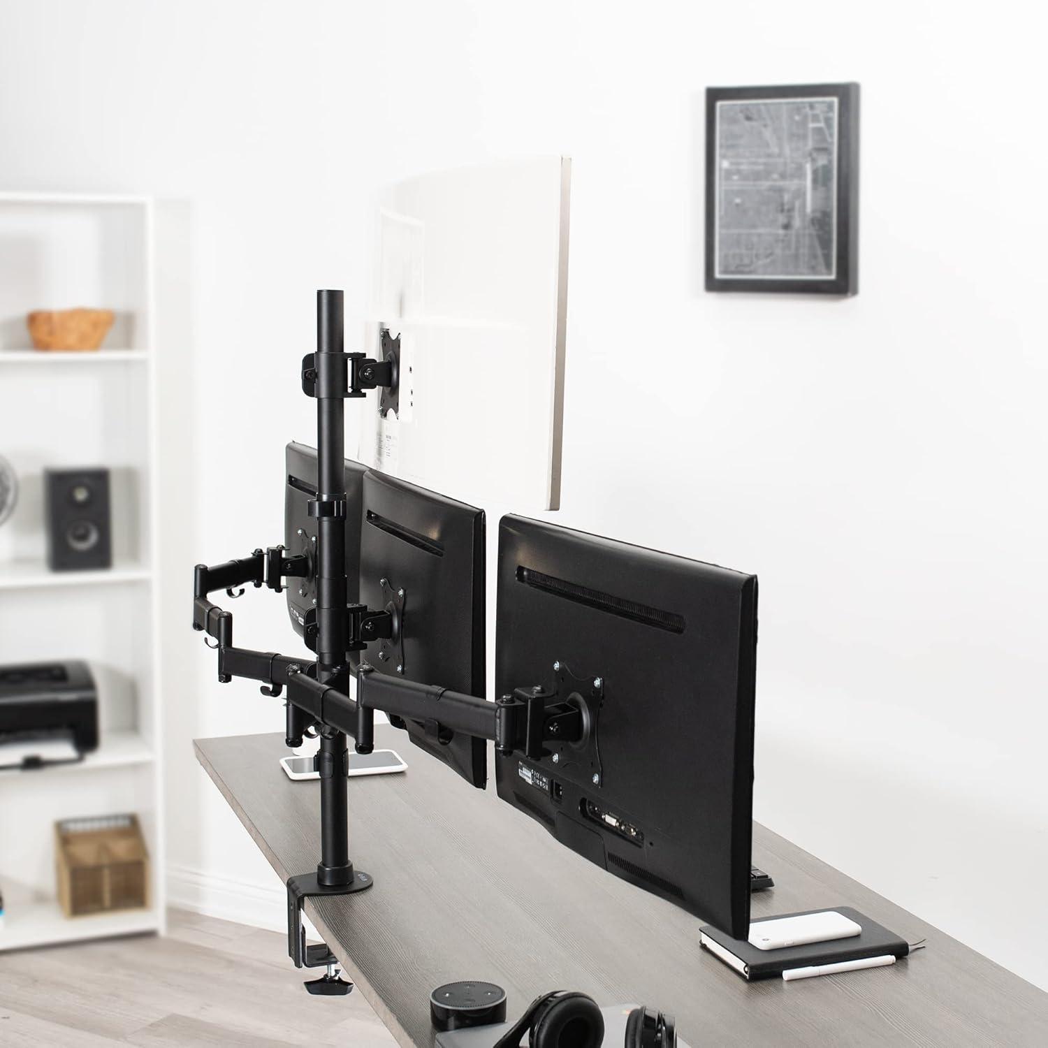 Articulating Quad Monitor Desk Mount with Heavy-Duty Steel, Adjustable Arms