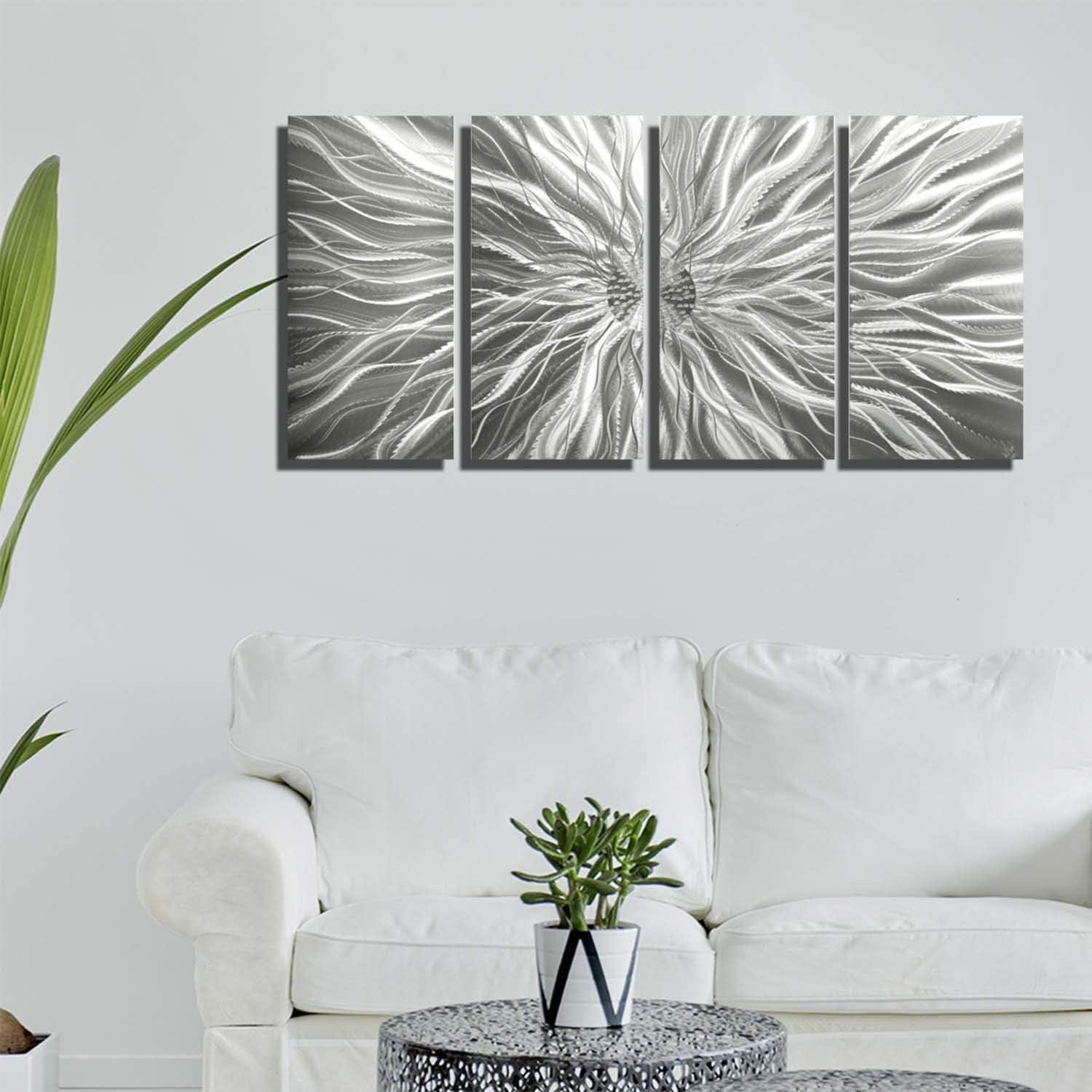 Large Silver Aluminum Contemporary Metal Wall Art Sculpture