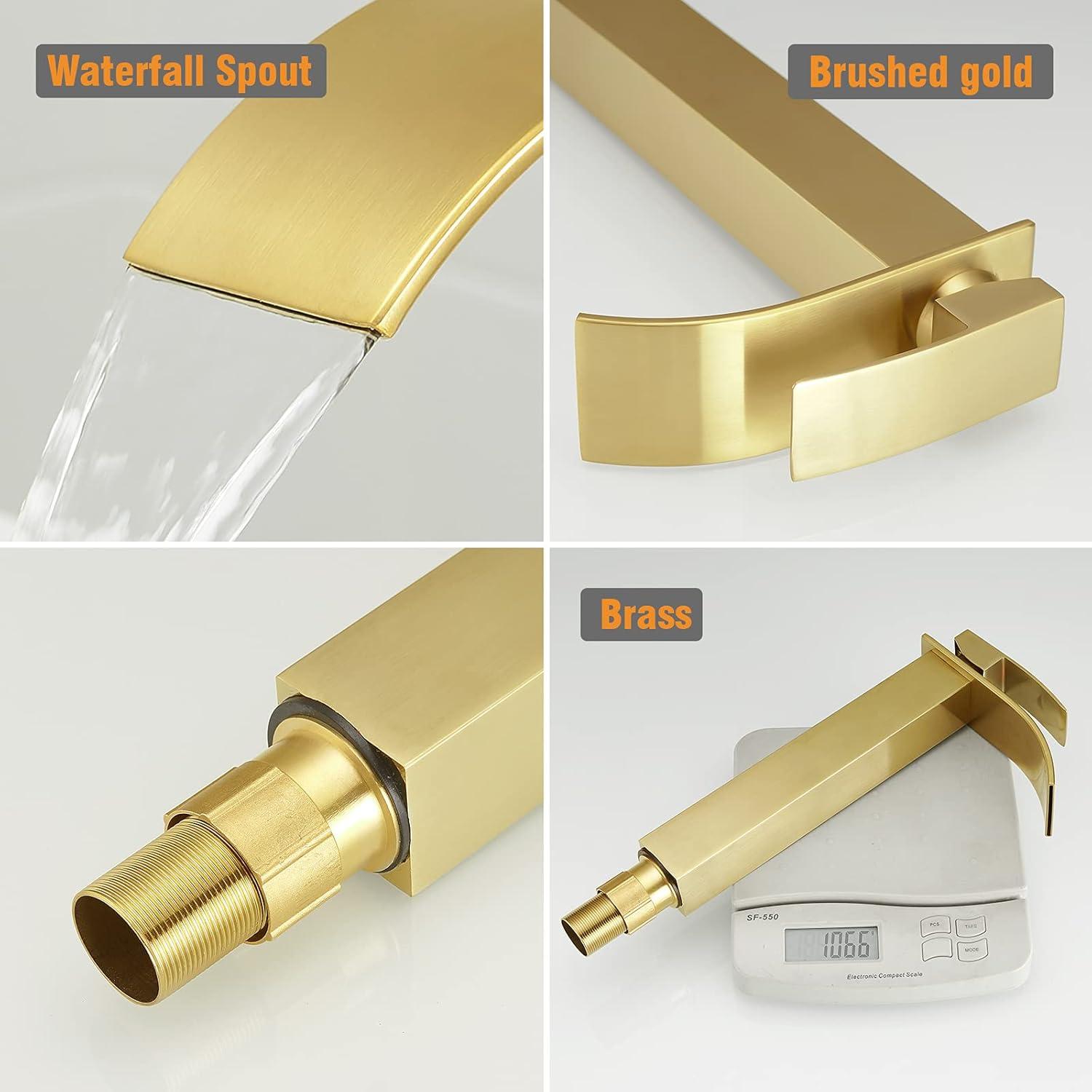 Brushed Gold Tall Brass Single Handle Vessel Faucet