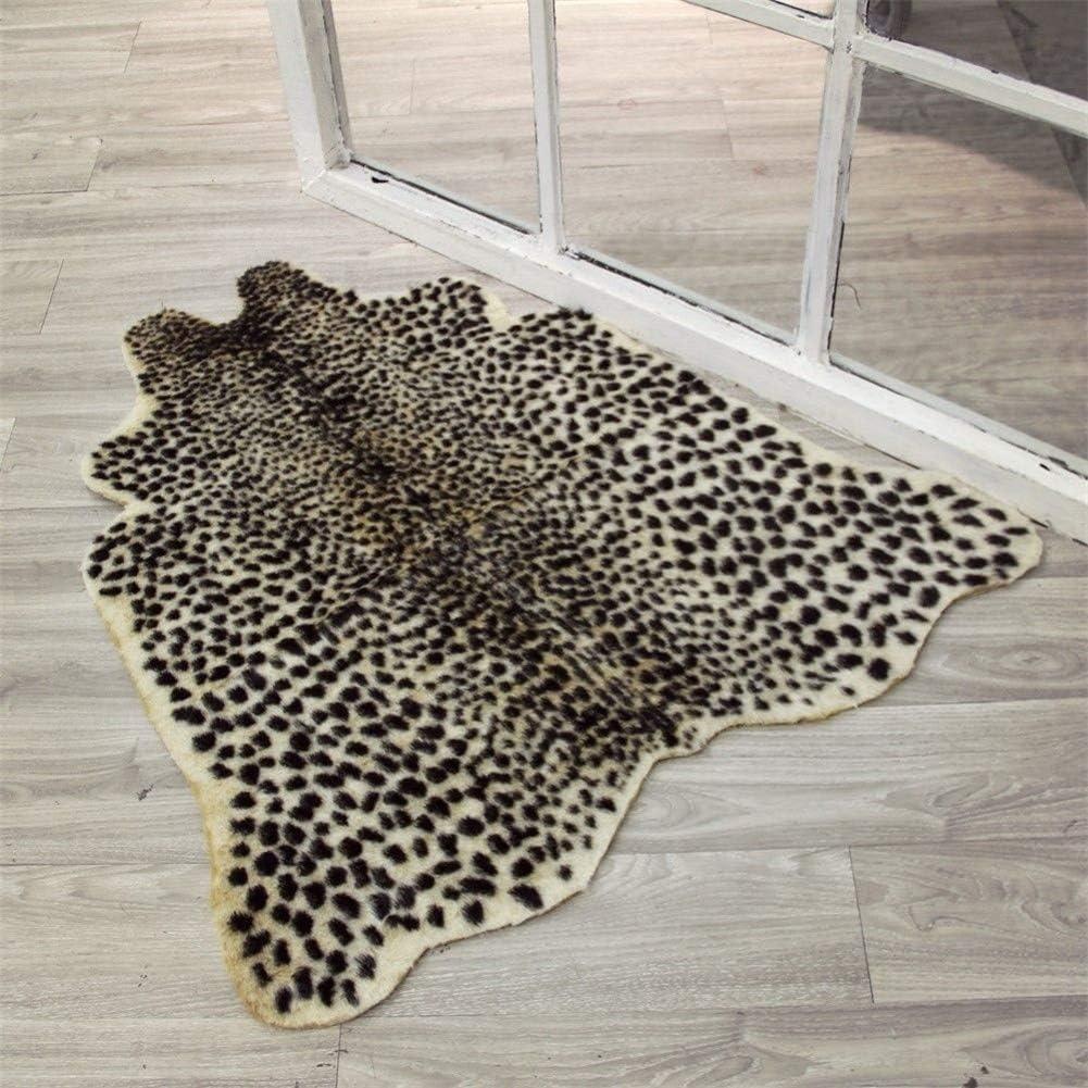 Leopard Print Faux Cowhide Animal Skin Rug, 39.4x37.4 inches