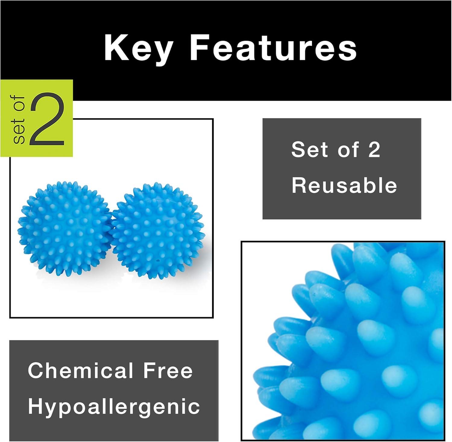 Smart Design Plastic Dryer Balls with Spikes - Set of 2 - Fabric Softener - Eliminates Wrinkles and Reduces Static - for Laundry, Clothes, Fabrics - Blue