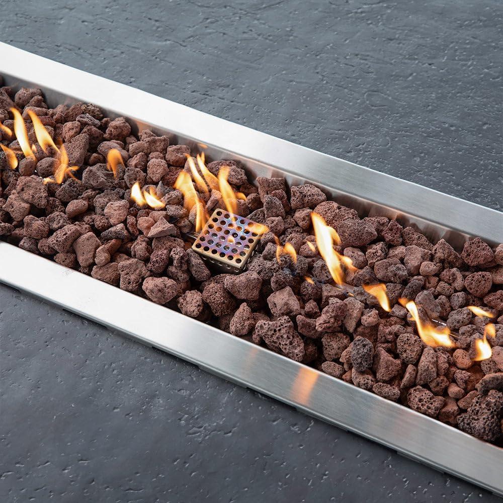 Gray Gas Free-Standing Fire Pit Table with Lava Rocks