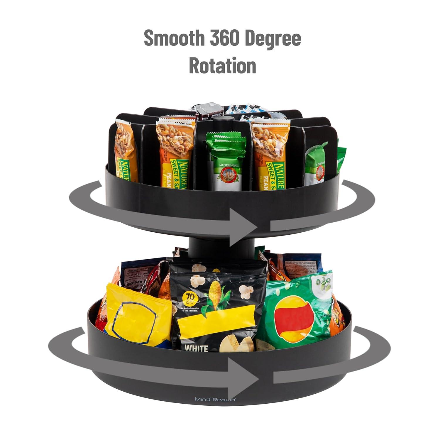 Mind Reader Mind Reader 2-Tier Snack Carousel, Countertop Organizer, Snack Tray, Pantry, Breakroom, Kitchen, 14.25"Lx14.25"Wx14"H