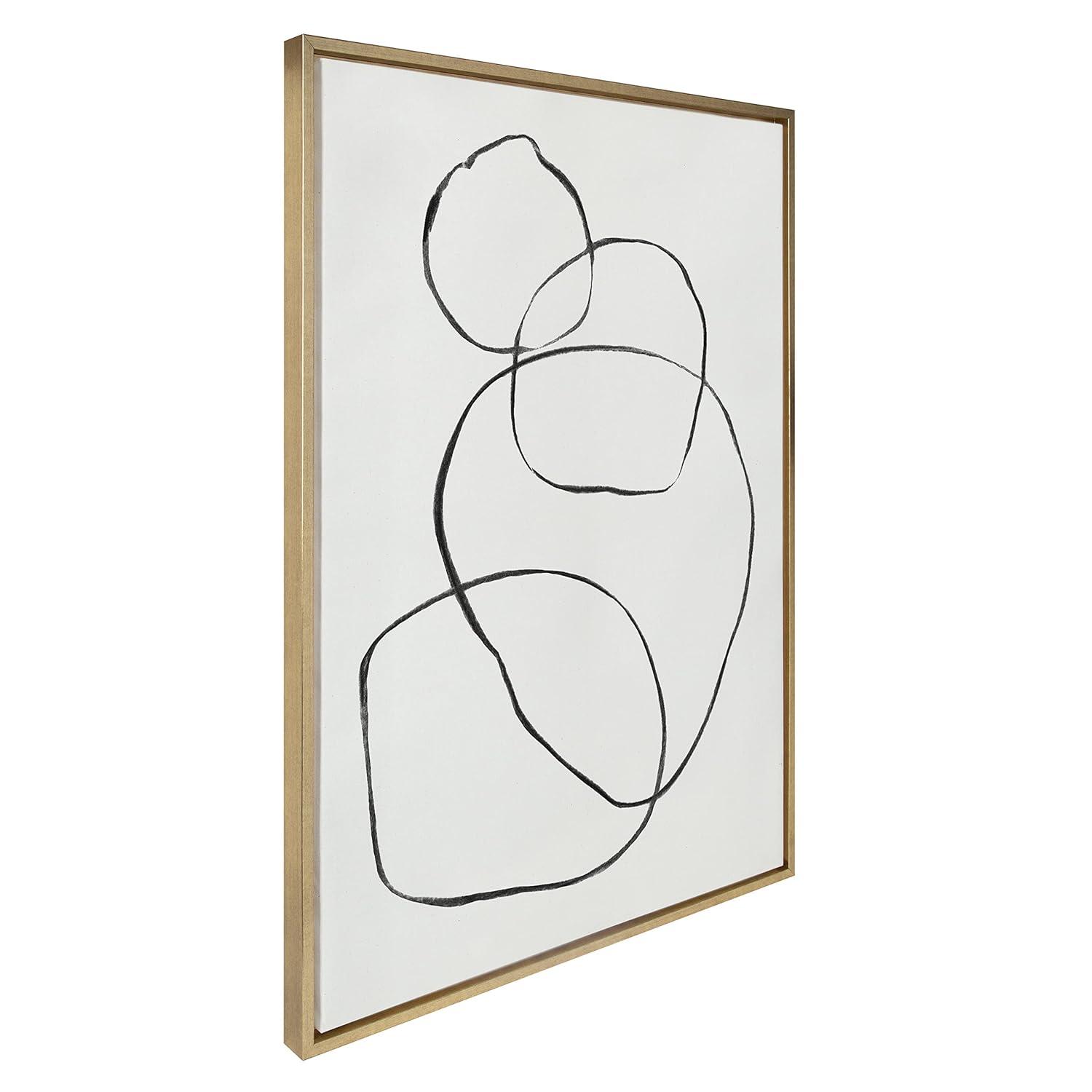 28" x 38" Sylvie 869 Going in Circles Framed Canvas by Teju Reval of SnazzyHues Gold: Modern Wall Art