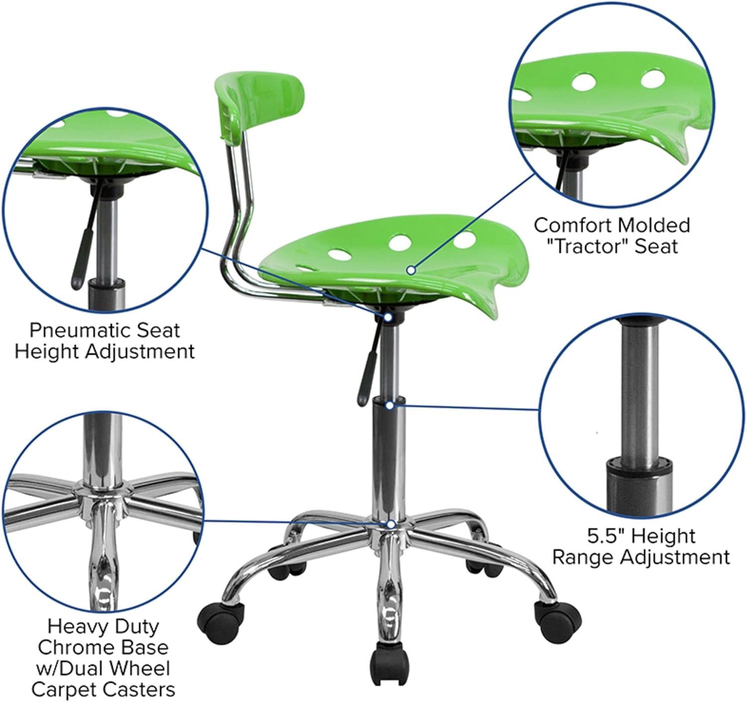 Elliott Vibrant Apple Green Ergonomic Swivel Task Chair with Chrome Base