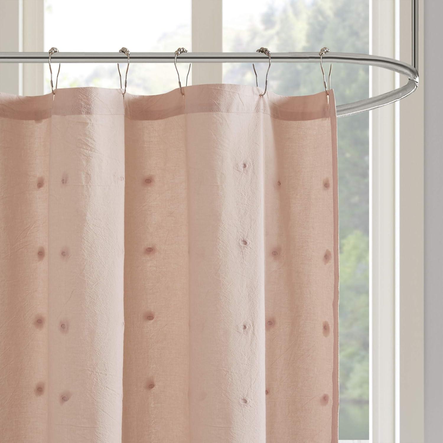 Home Essence Apartment Kay Cotton Yarn Dyed Jacquard Pom Pom Shower Curtain