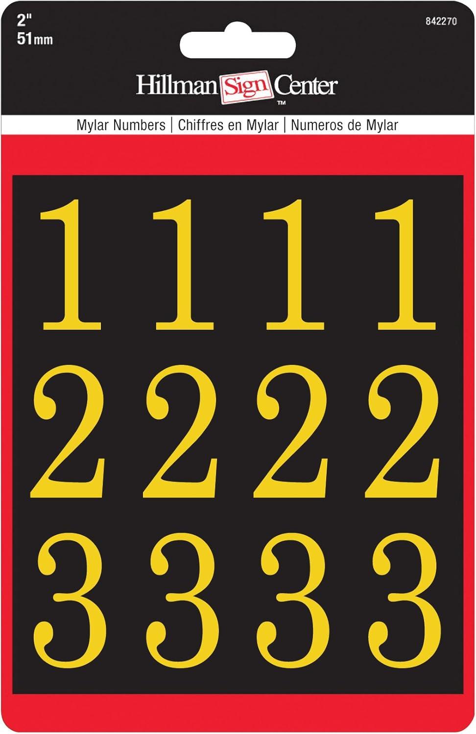 Hillman 2" Gold and Black Adhesive Numbers Kit