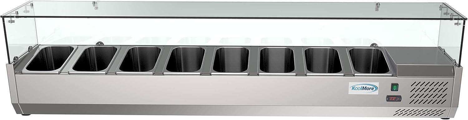 KoolMore 71 in. Eight Pan Refrigerated Countertop Condiment Prep Station