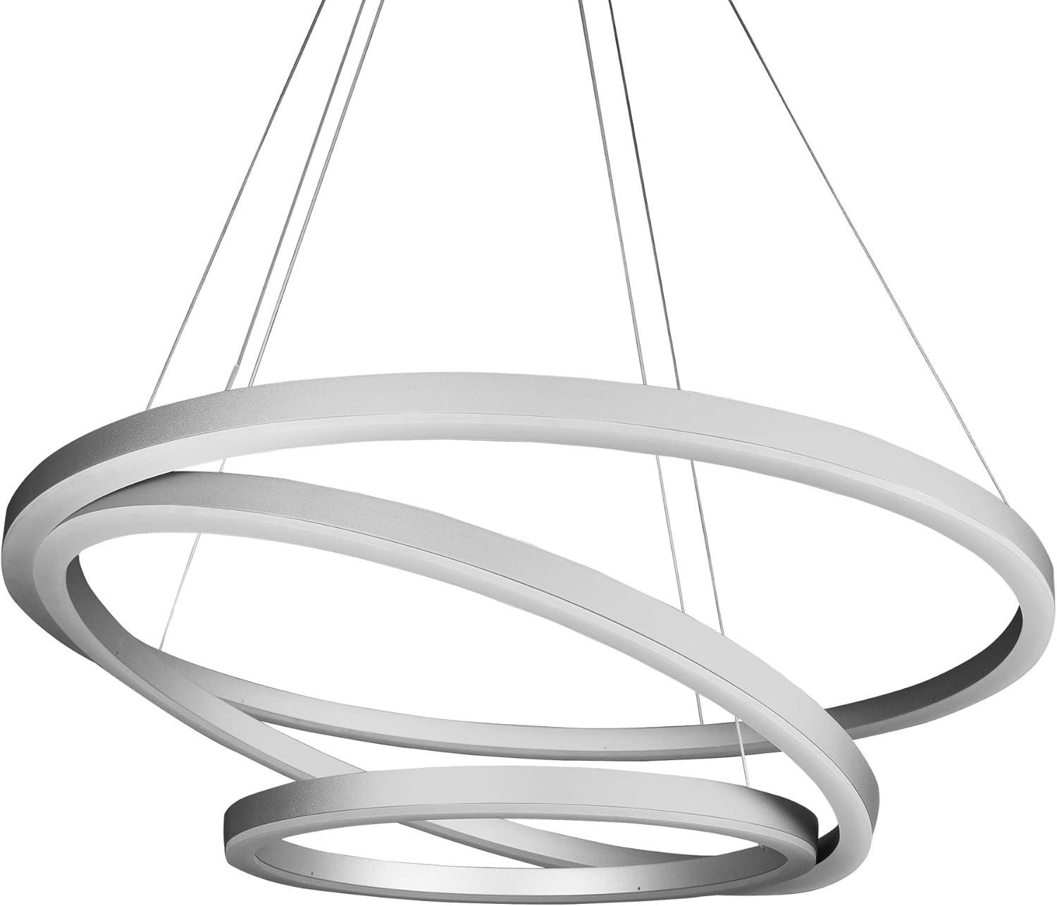 Tania Trio 32-in Integrated LED Ring Pendant Height Adjustable ETL Certified Circular Chandelier