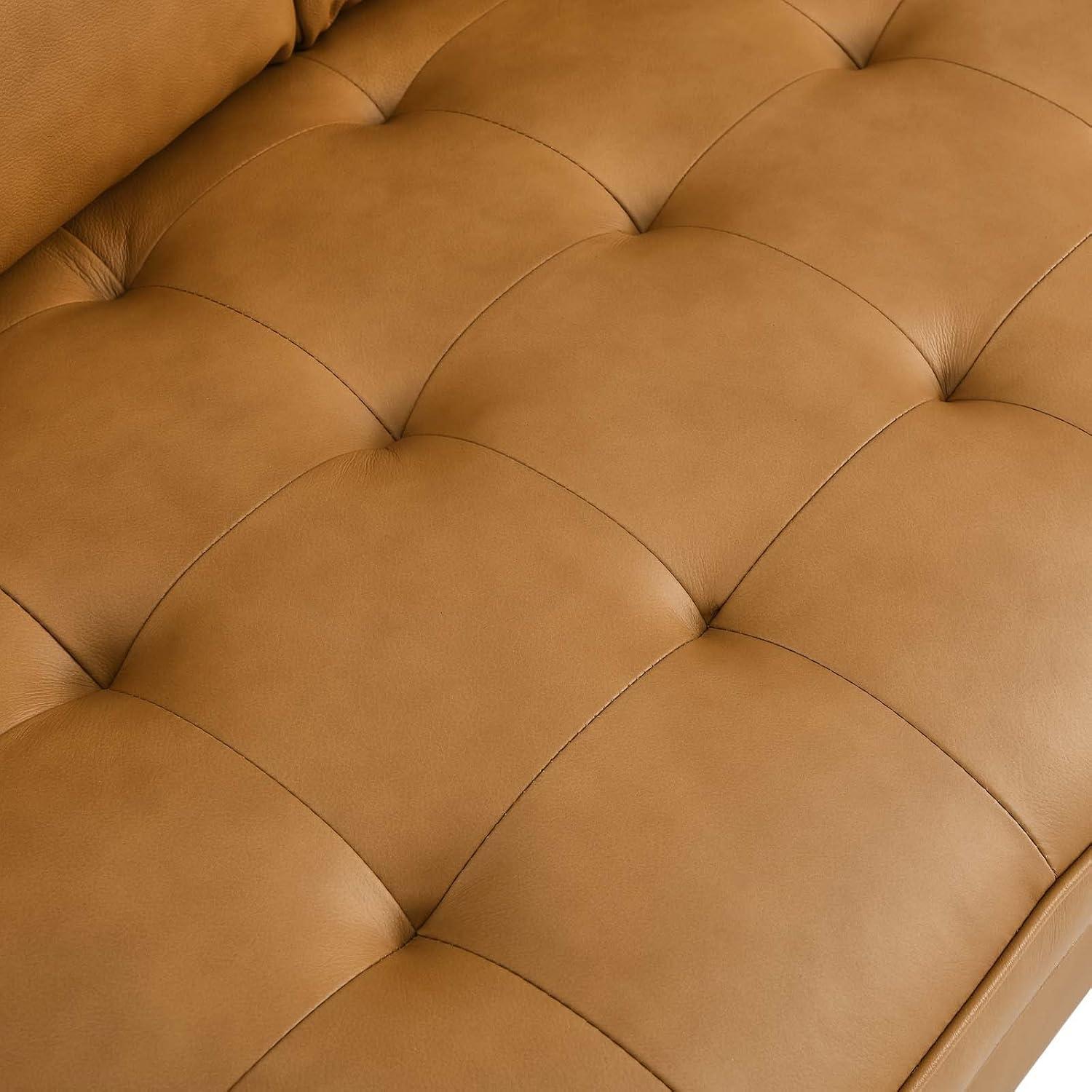 Modway Valour Leather Loveseat in Tan