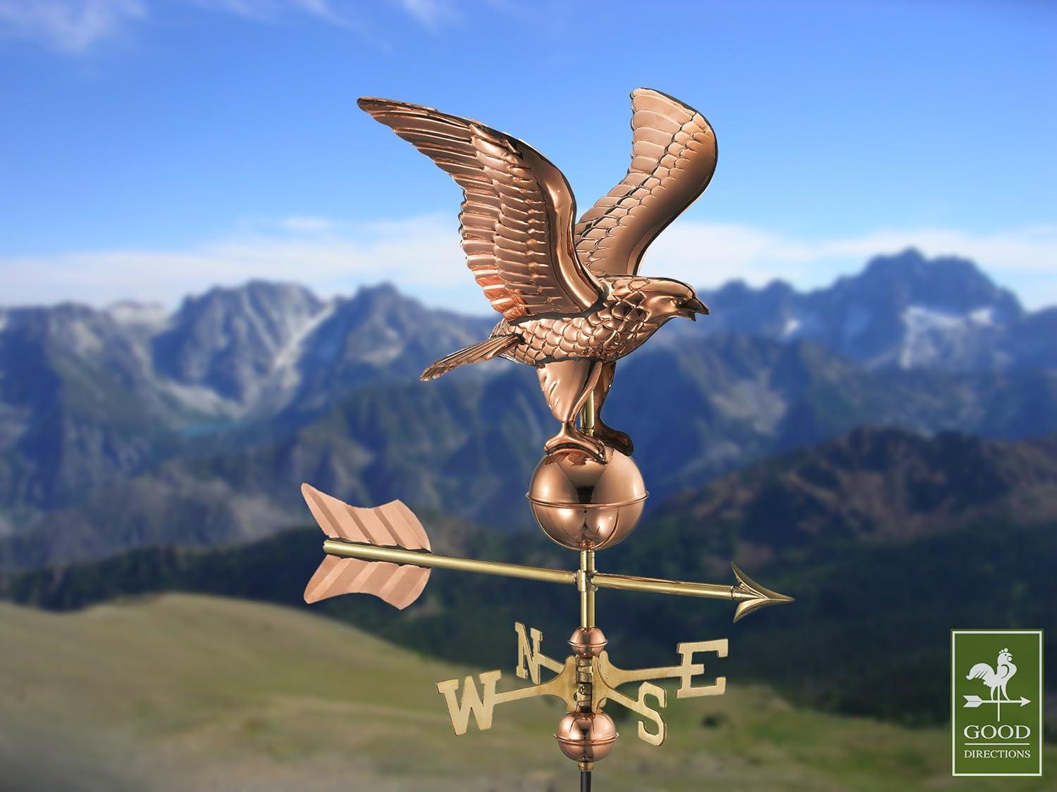 American Eagle Copper Weathervane with Roof Mount