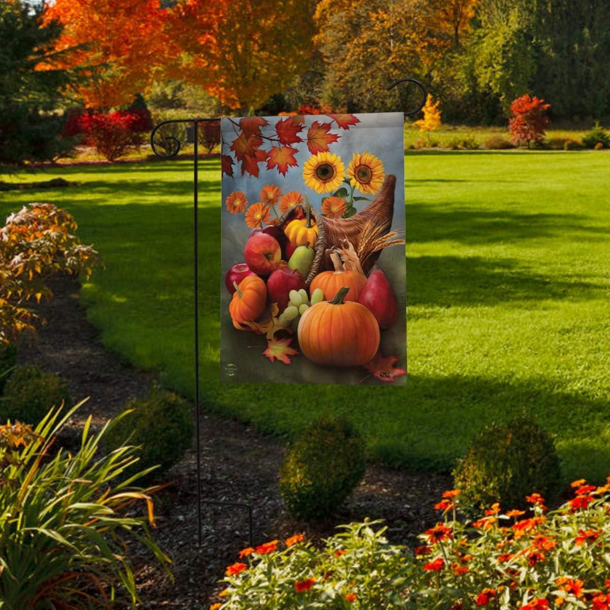 Bountiful Cornucopia Autumn Garden Flag Fruit Flowers 18" x 12.5" Briarwood Lane