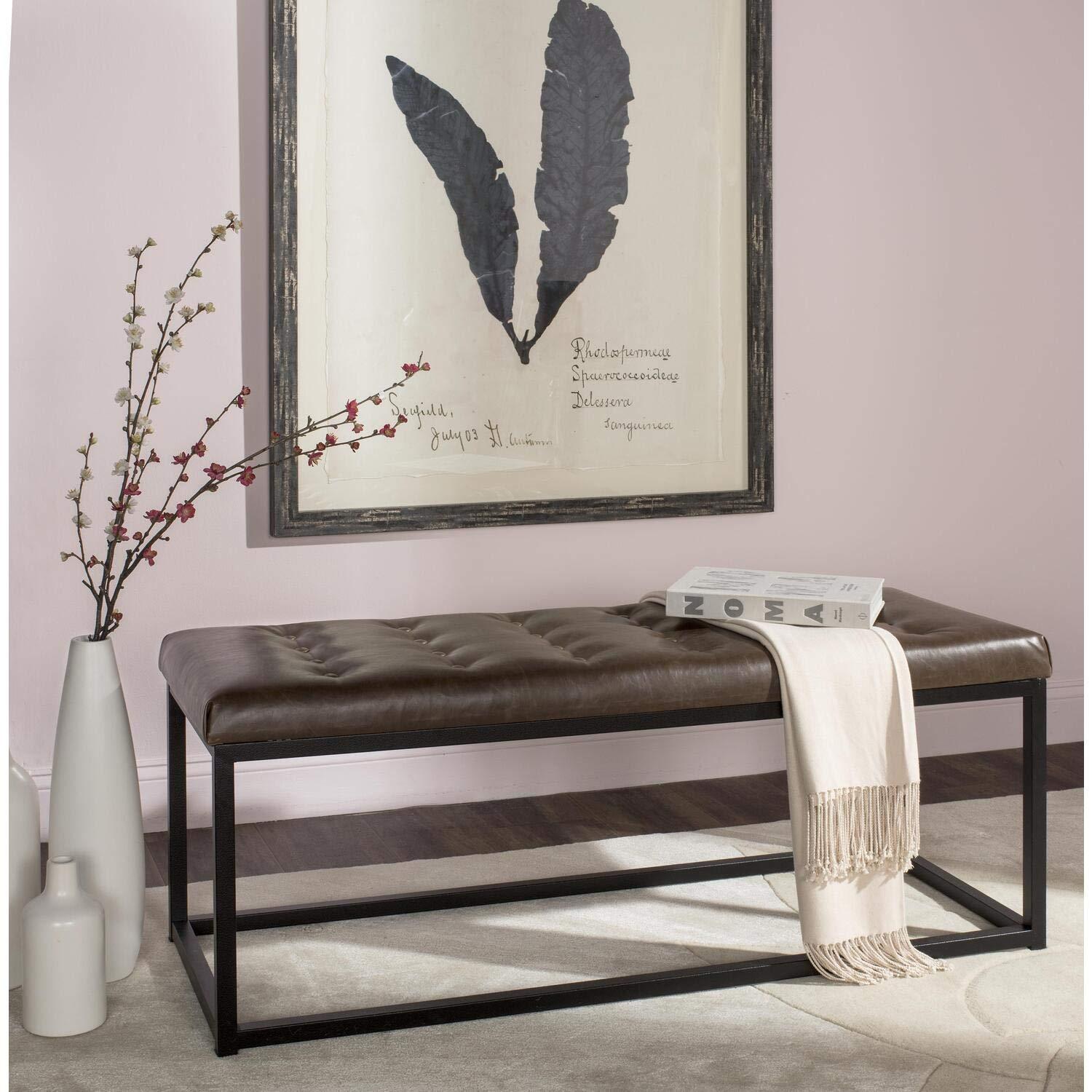 Reynolds Bench - FOX6225 - Beige/Black - Safavieh Couture