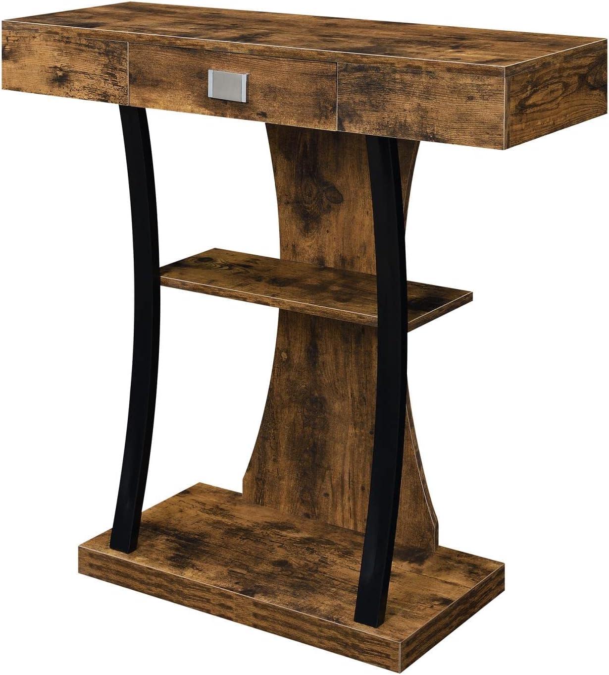 Barnwood Black Urban Storage Console Table with Drawer & Shelves