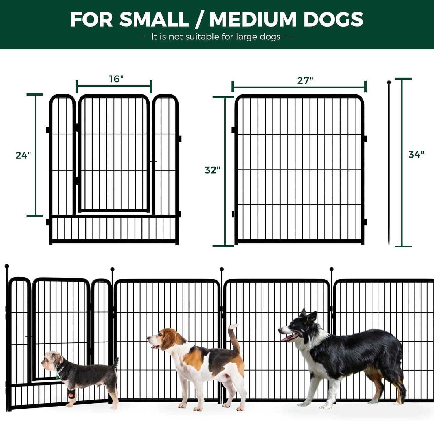 FXW Rollick Dog Playpen for Indoor, Yard, RV Camping, 32 inch 16 Panels for Small and Medium Dogs│Patented