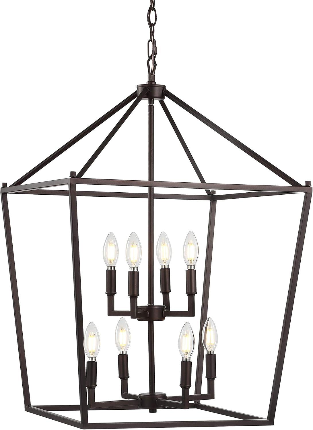 Pagoda 20" 8-Bulb Lantern Metal LED Pendant, Oil Rubbed Bronze