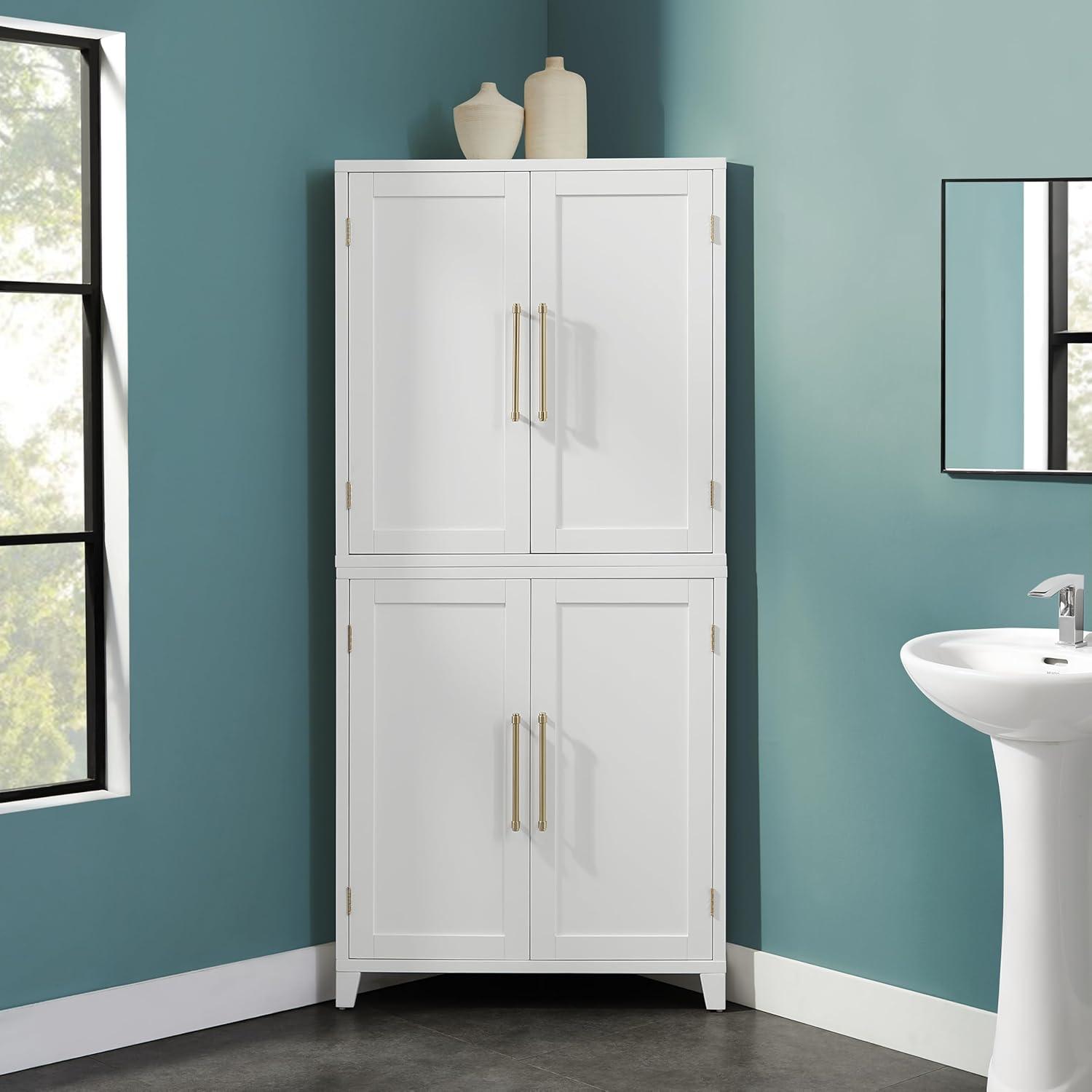 Crosley Furniture Roarke Corner Kitchen Storage Pantry Cabinet