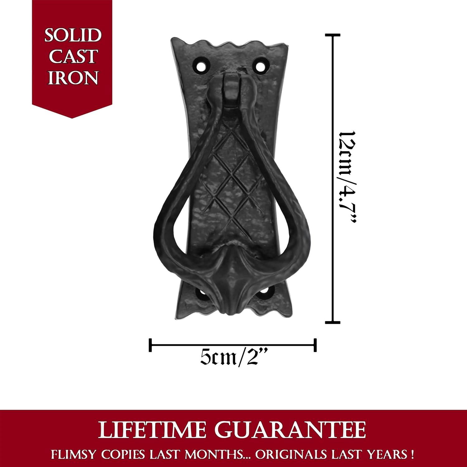 Mystic Colonial Hardware Bedroom Door Knocker Antique Black Ironmongery - True Solid CAST Iron - 4.7 inches