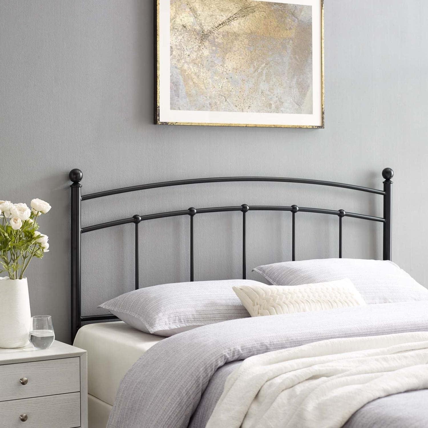Modway Abigail Queen Modern Style Powder Coated Iron Headboard in Black