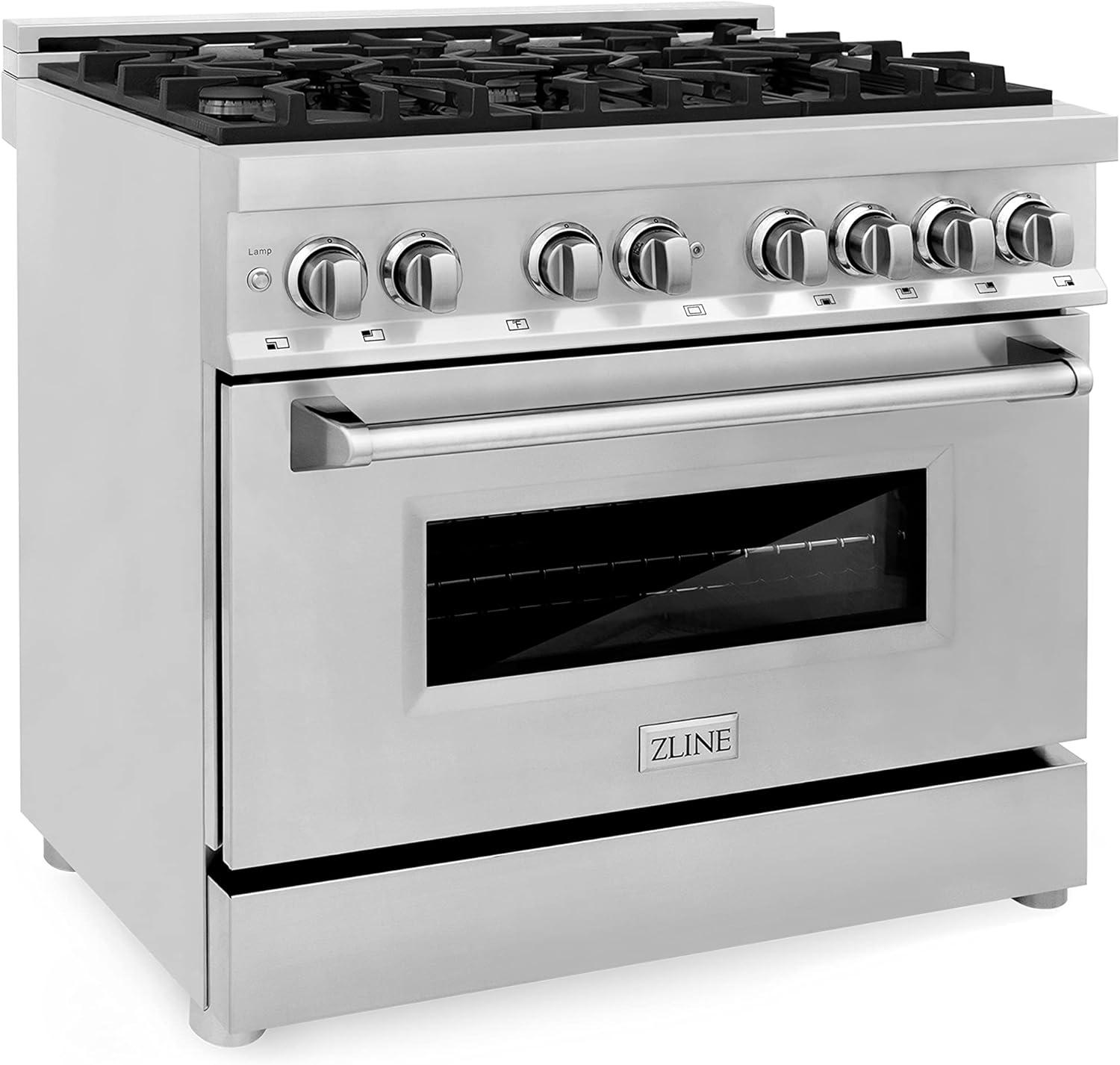 ZLINE 36 Inch Professional Dual Fuel Gas Range Electric Oven, Stainless Steel