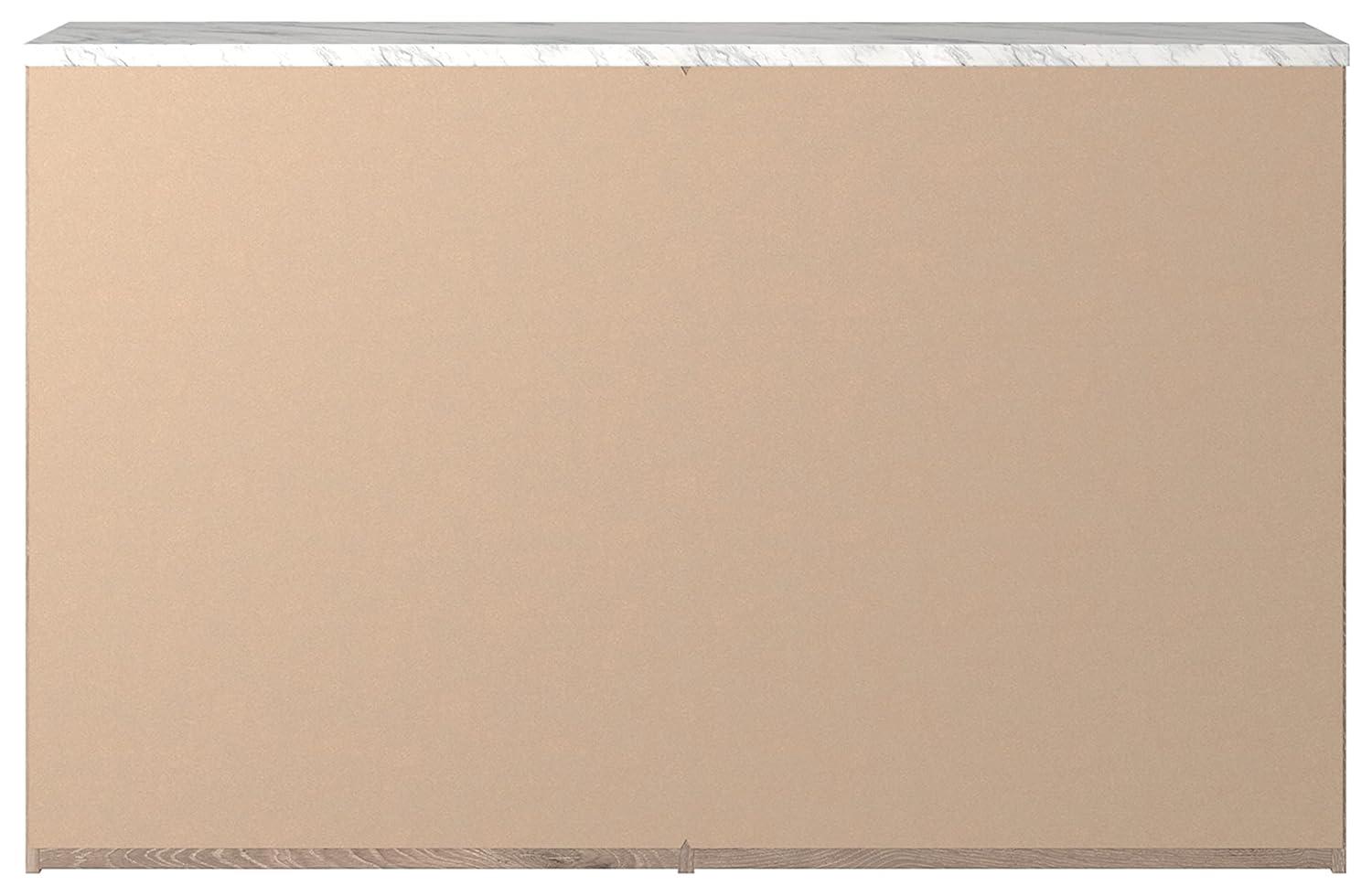 Light Brown and White Faux Marble Top 6-Drawer Dresser