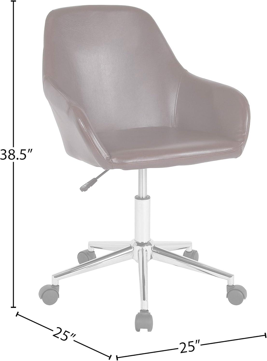 Cortana Mid-Back Brown LeatherSoft Swivel Task Chair with Chrome Base