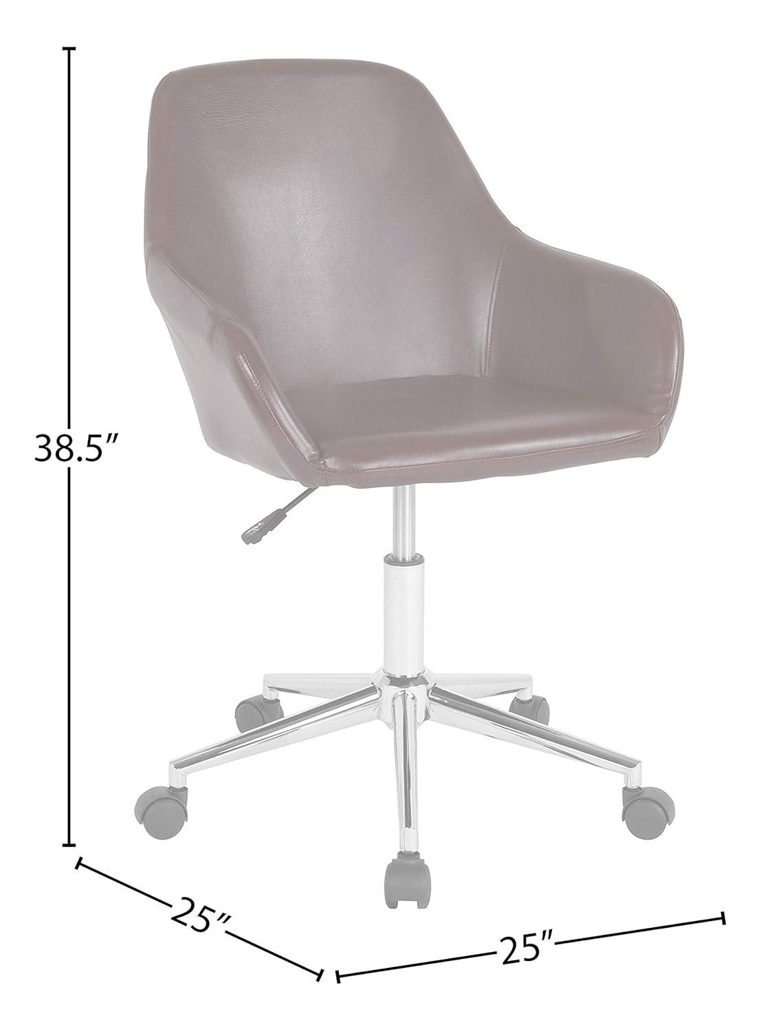 Cortana Mid-Back Brown LeatherSoft Swivel Task Chair with Chrome Base
