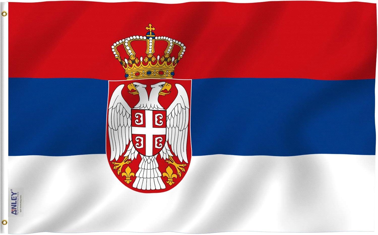 Serbia Flag 60" x 36" Polyester with Brass Grommets