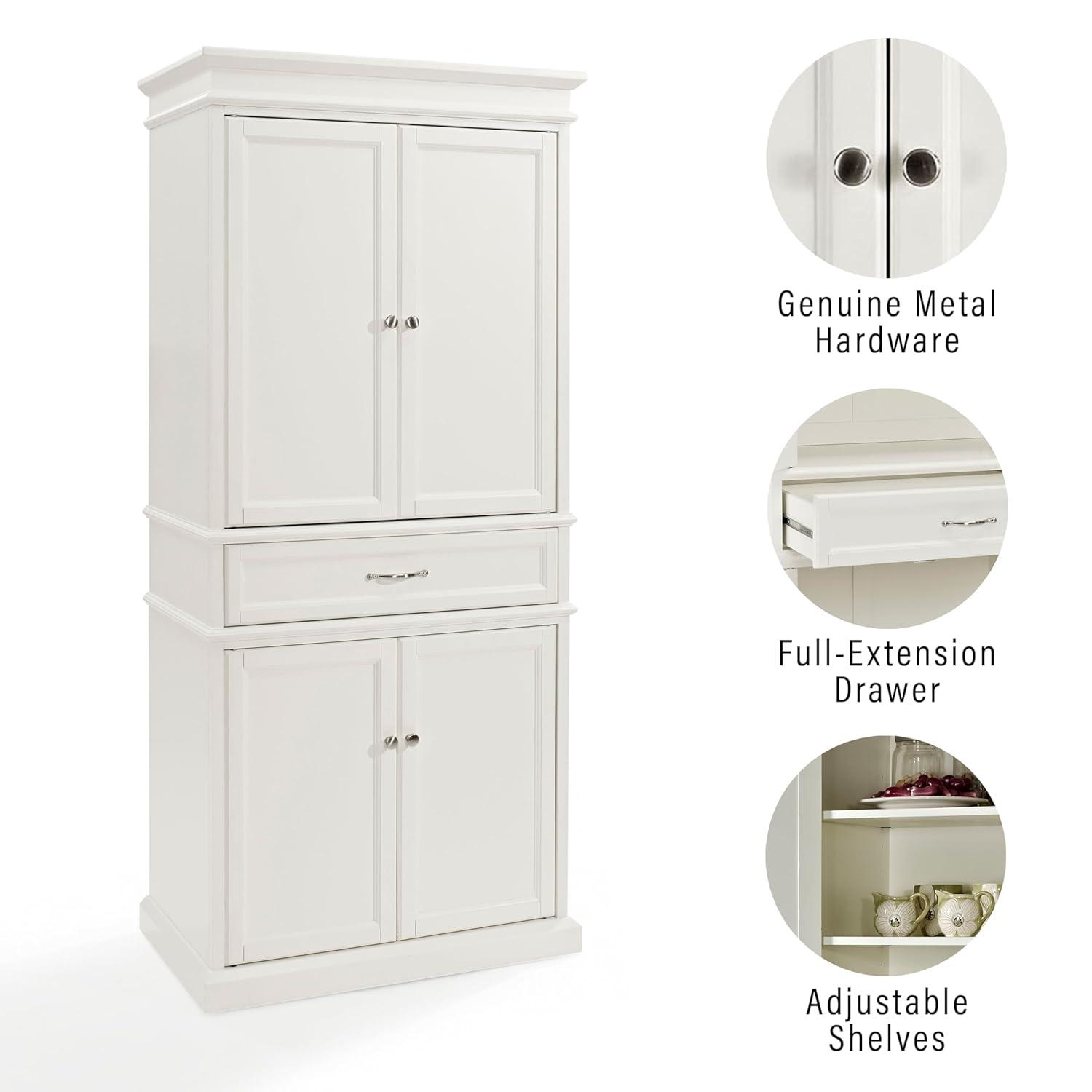 Parsons Pantry Storage Wood/Mahogany - Crosley: Adjustable Shelving, Drawer, Traditional Style