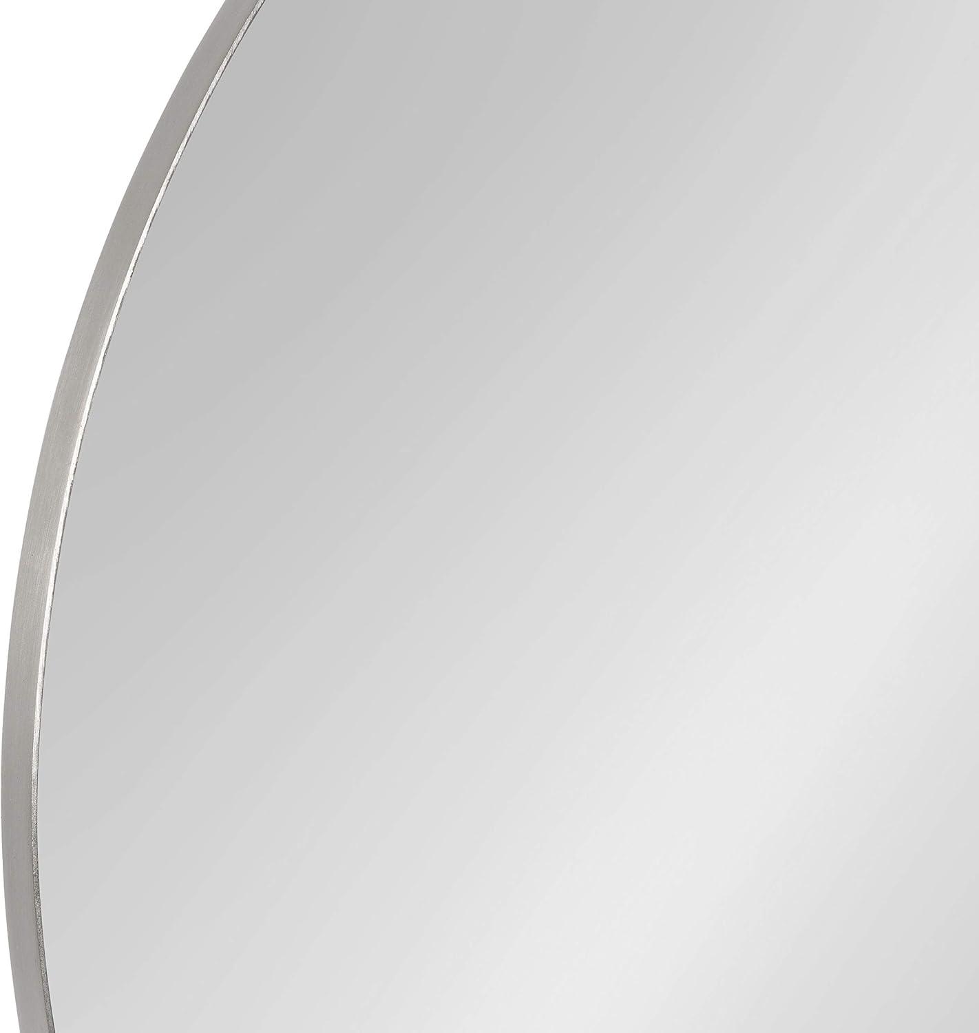 Kate & Laurel All Things Decor 28" Rollo Round Wall Mirror Silver: Modern Metal Frame, No Assembly Required