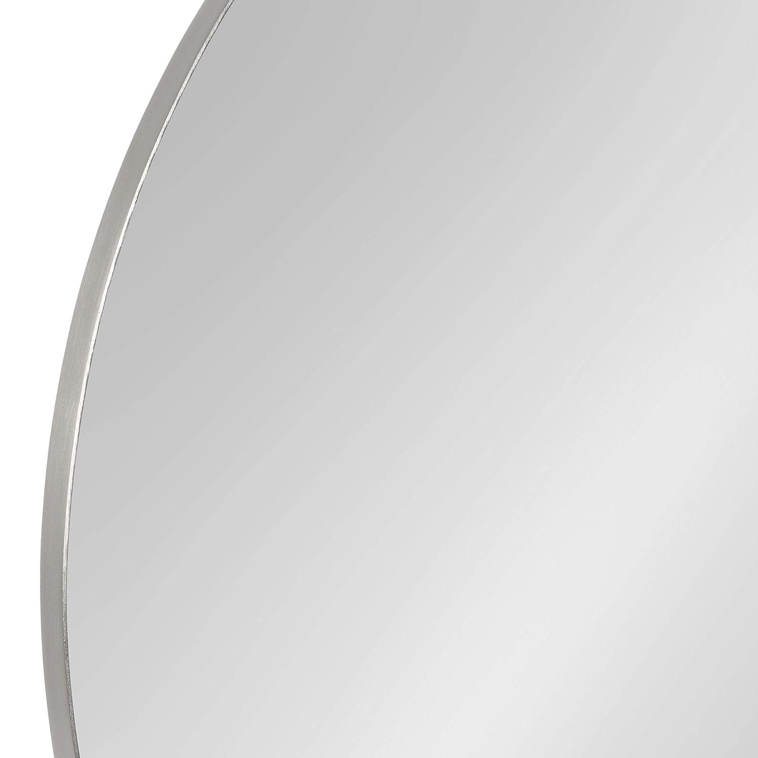 Kate & Laurel All Things Decor 28" Rollo Round Wall Mirror Silver: Modern Metal Frame, No Assembly Required