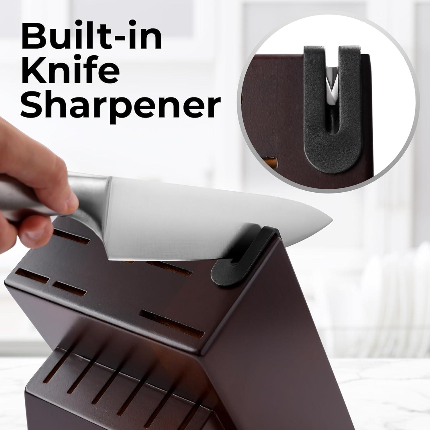 Zulay Kitchen Zulay Kitchen Premium 15-Piece Knife Set with Natural Wood Block and Built-in Sharpener
