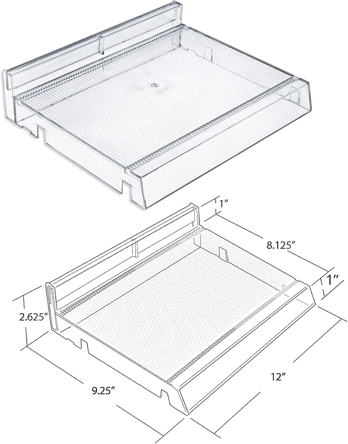 Azar Displays Clear 6 Compartment Divider Bin Cosmetic Tray with Pushers - 6 Slots per Tray, 2-Pack (Set of 2)