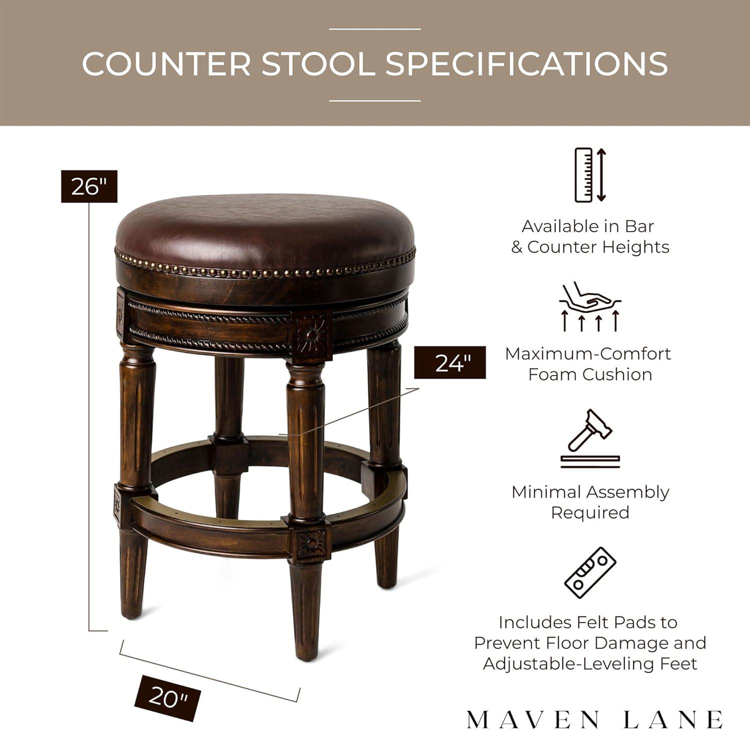 Pullman 25" Walnut Wood & Leather Swivel Counter Stool