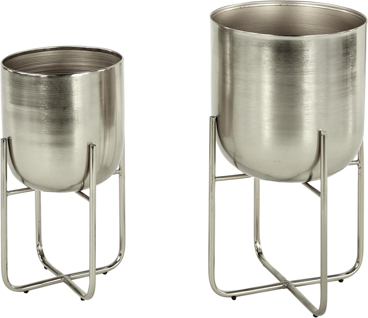 Set of 3 Contemporary Metal Planters in Stands - Olivia & May