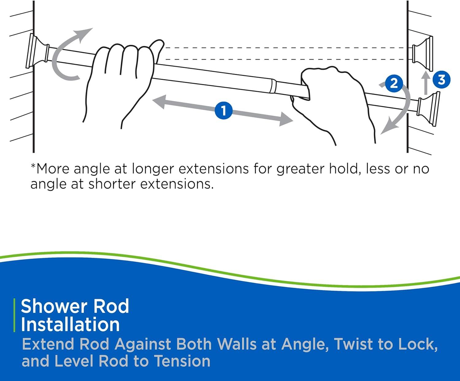 Kenney® Twist & Fit™ No Tools Rust-Resistant Painted Steel Straight Tension Stall Shower Curtain Rod, 24-40", White