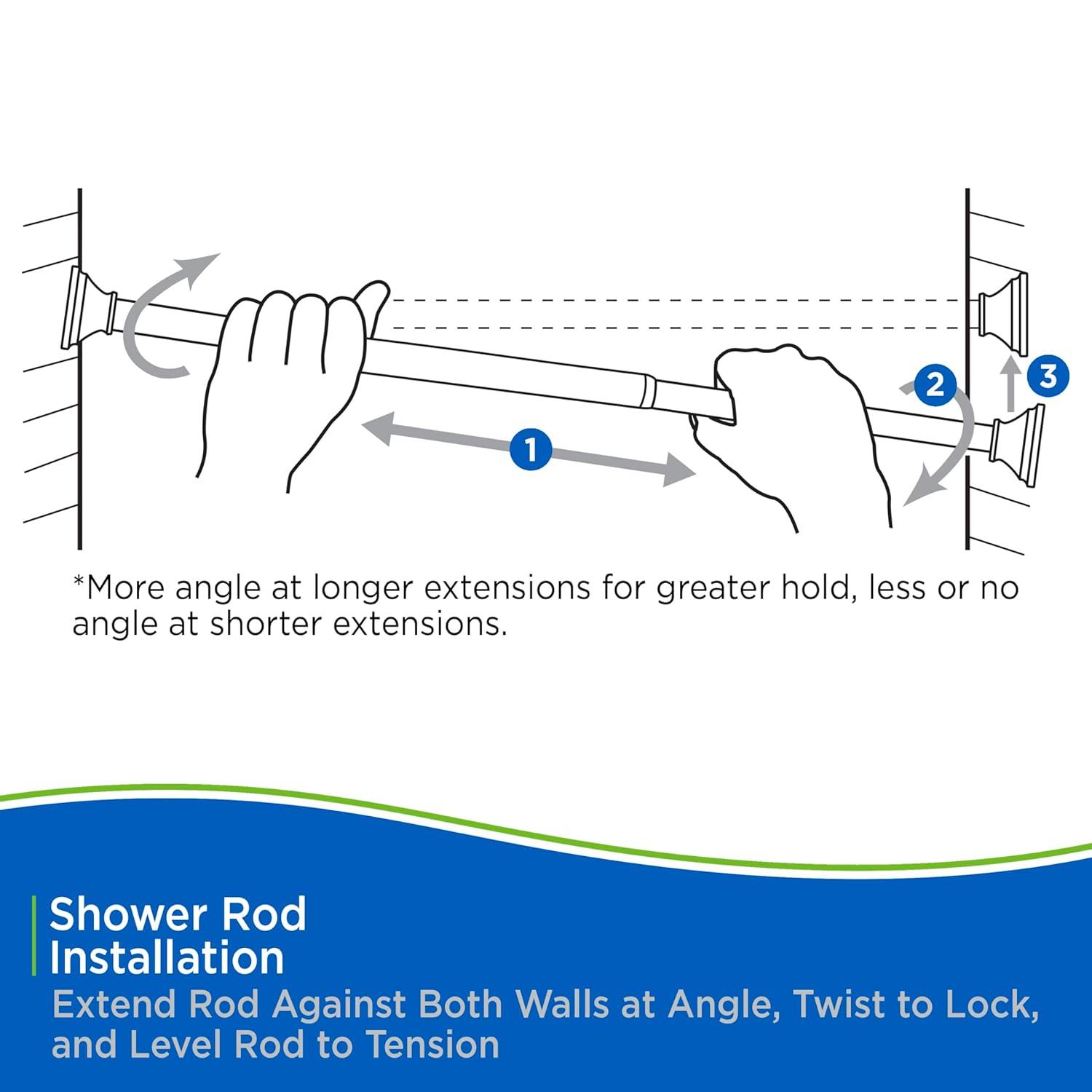 Kenney Twist & Fit Kenney Twist & Fit No Tools Tension Shower Curtain Rod, 42-72"