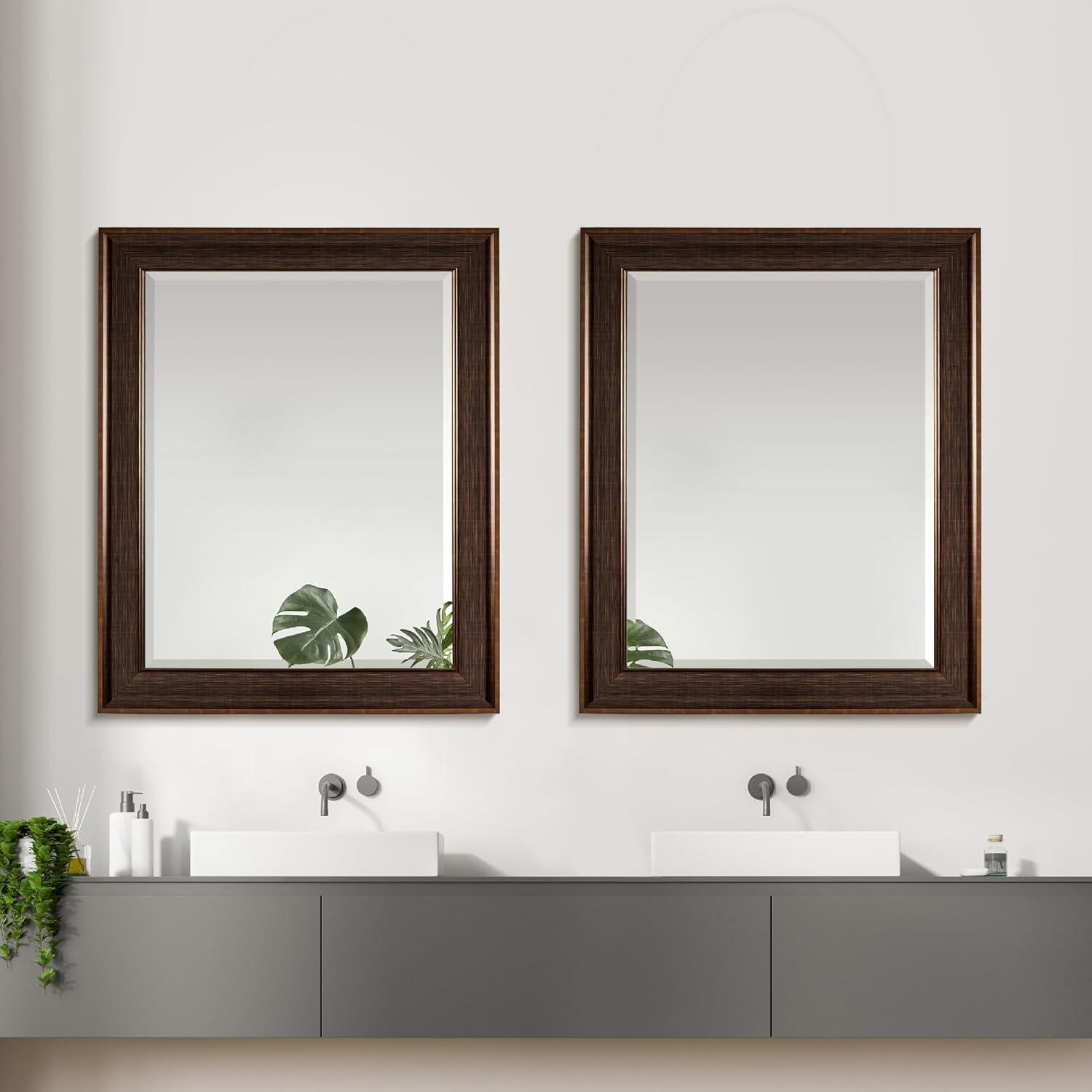 Head West Oil rubbed Bronze Framed Beveled Accent Wall Vanity Mirror - 28 x 34