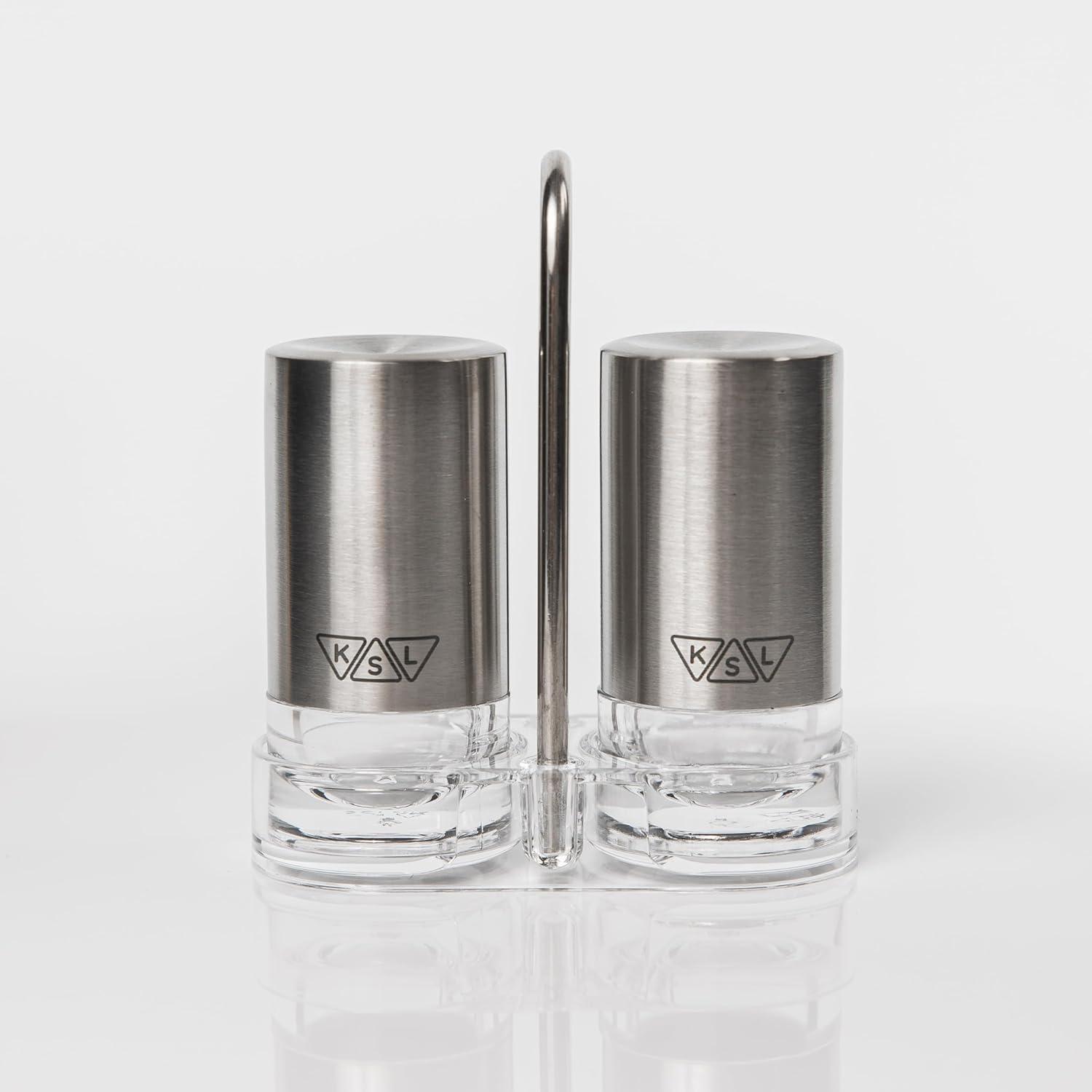 KSL Gravity Electric Salt and Pepper Grinder (Black) - Battery Operated Auto Mill, Automatic Shaker with Light