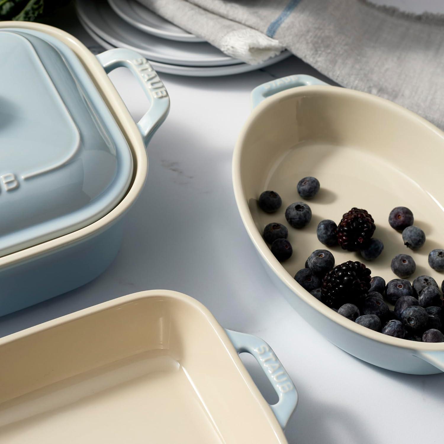 Staub Staub Ceramic 4-Pc Baking Pans Set, Casserole Dish With Lid, Brownie Pan,
