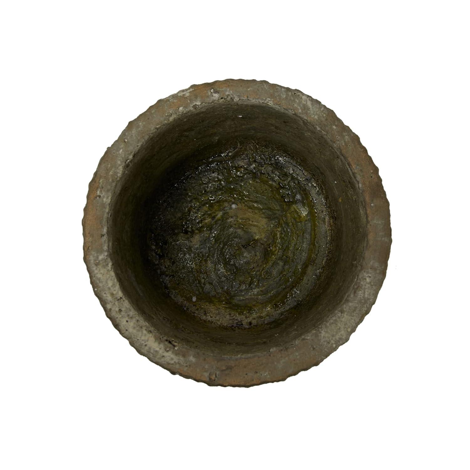 Distressed Black Cement 6.75" Debossed Planter